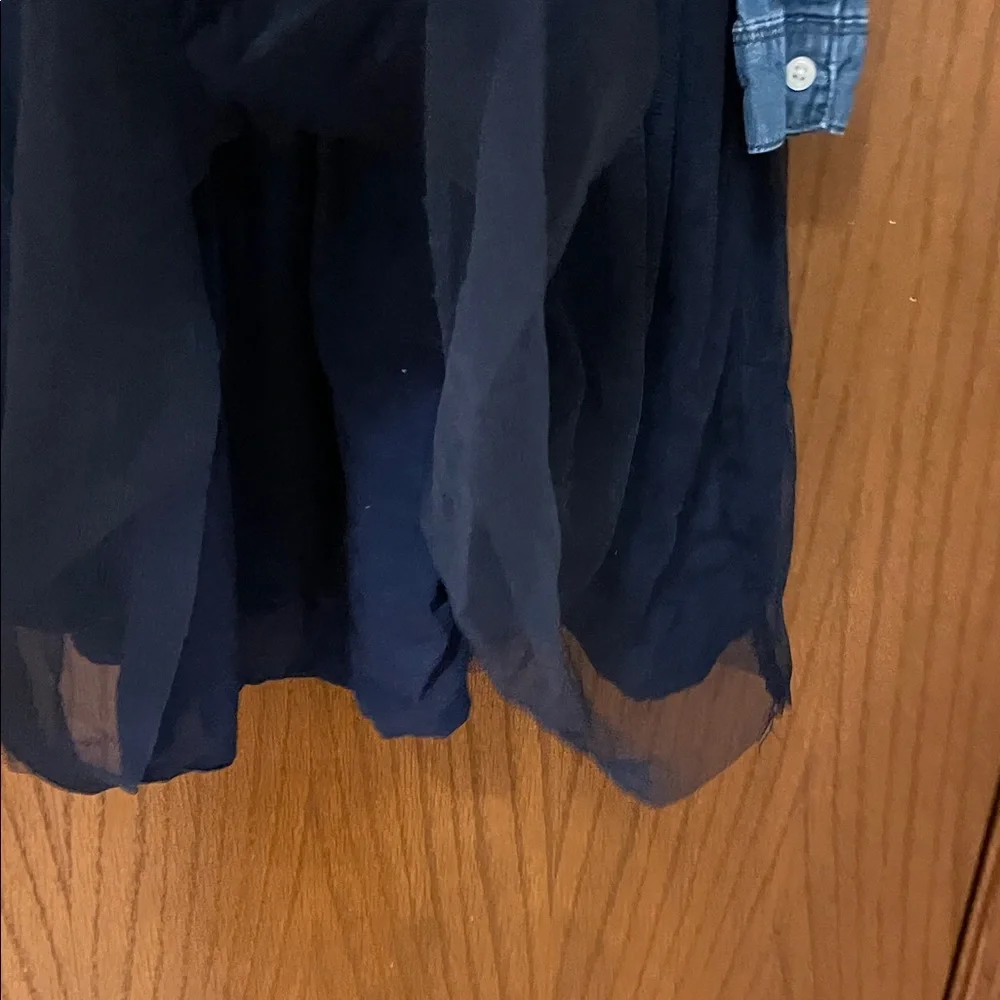 OshKosh B'gosh UGC Girls Size 10 Denim Chambray and Navy Tulle Dress - Picture 7 of 11